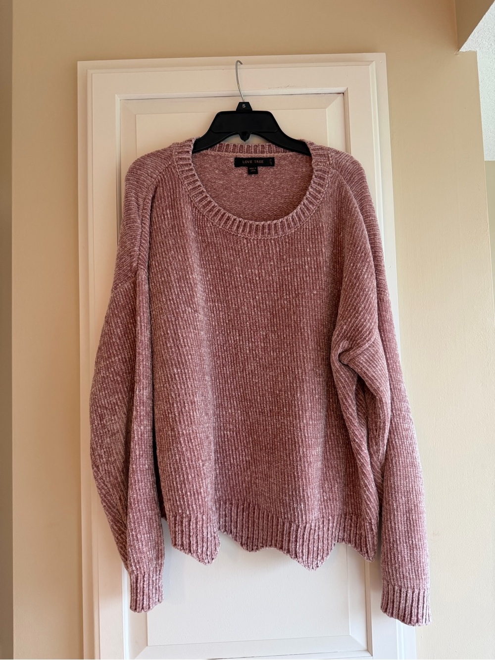 Love Tree Chenille Crewneck Sweater - Dusty Mauve